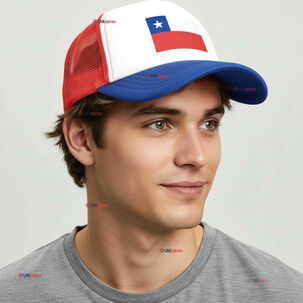 Gorro Jockey Talla &Uacute;nica Ajustable Malla Poli&eacute;ster Estampado Chileno