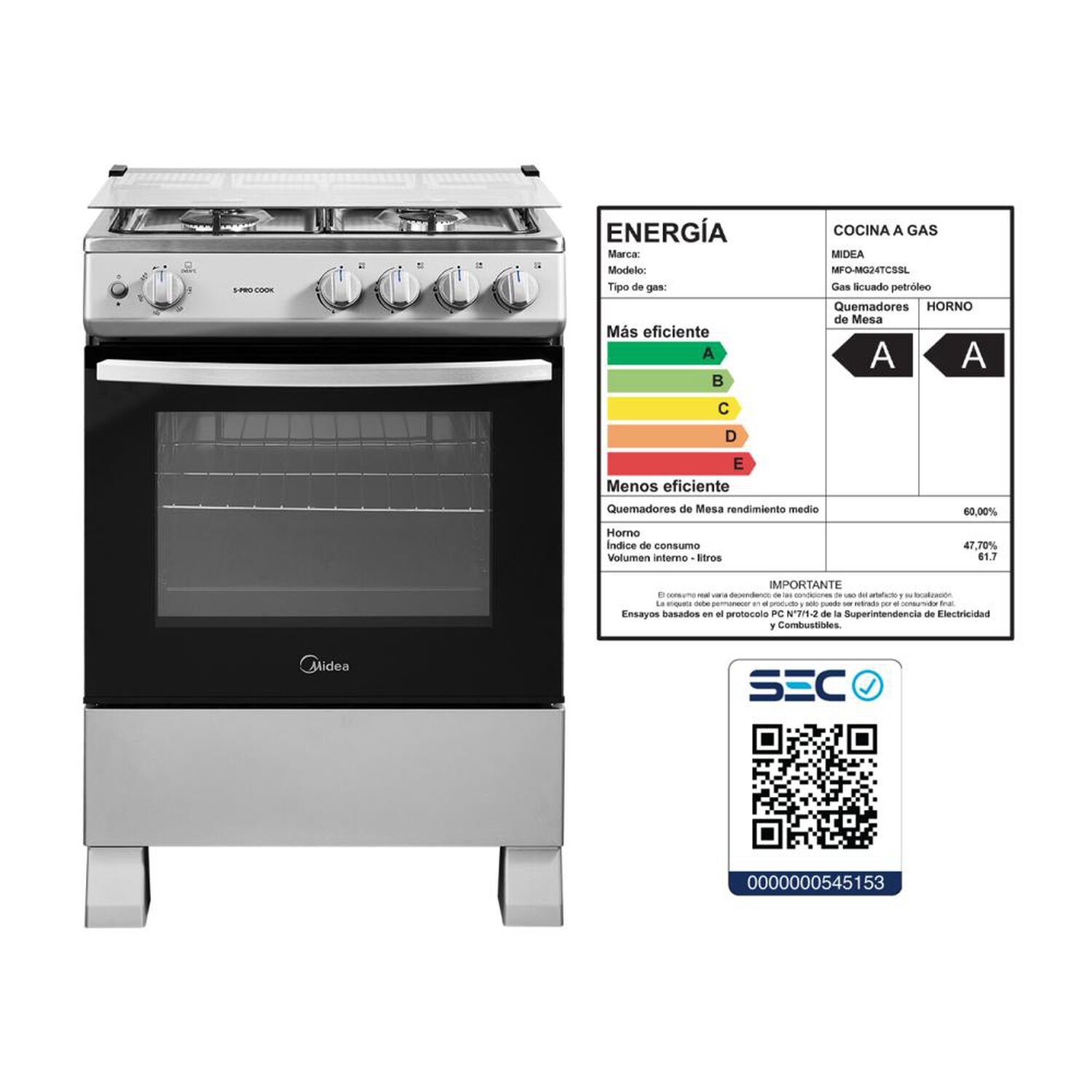 Cocina A Gas Midea MFO-MG24TCSSL / 4 Quemadores image number 10.0