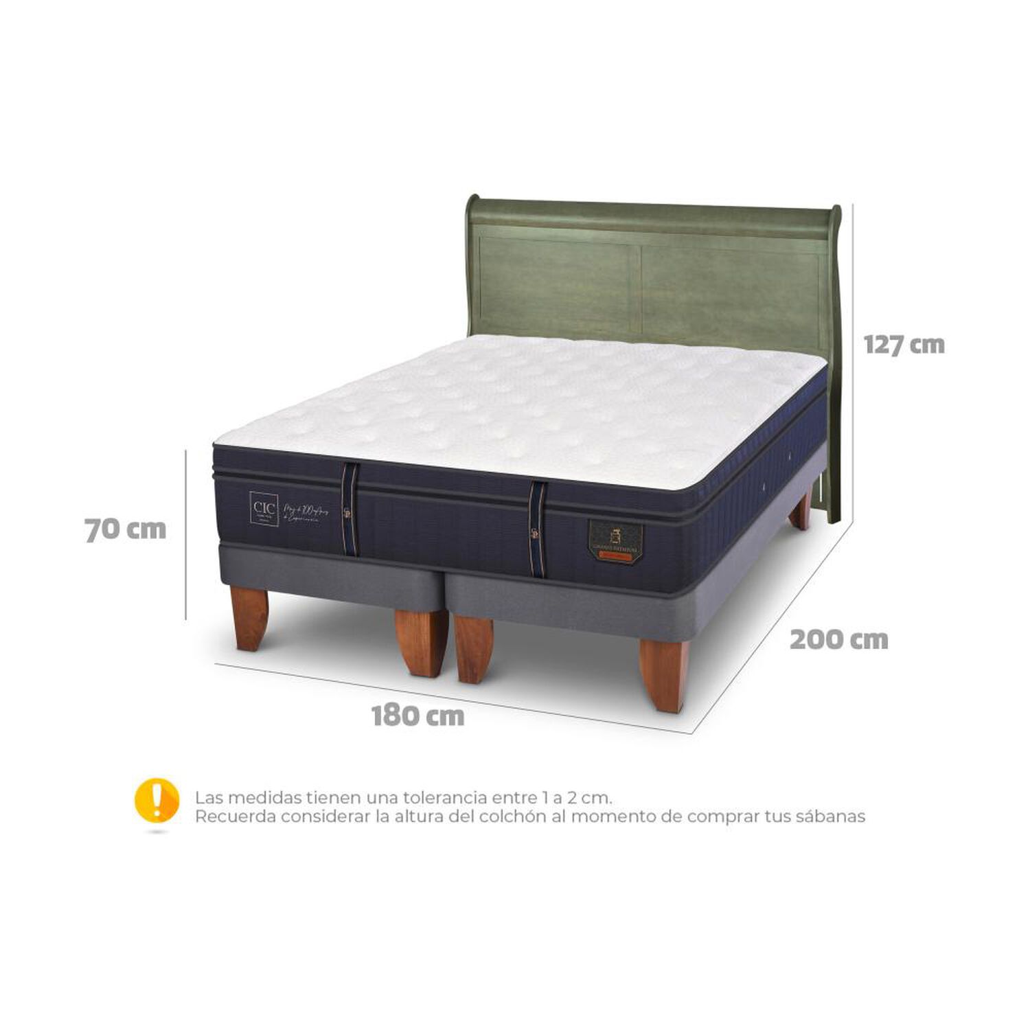 Cama Europea Cic Linea Premium / King / Base Dividida + Respaldo image number 5.0