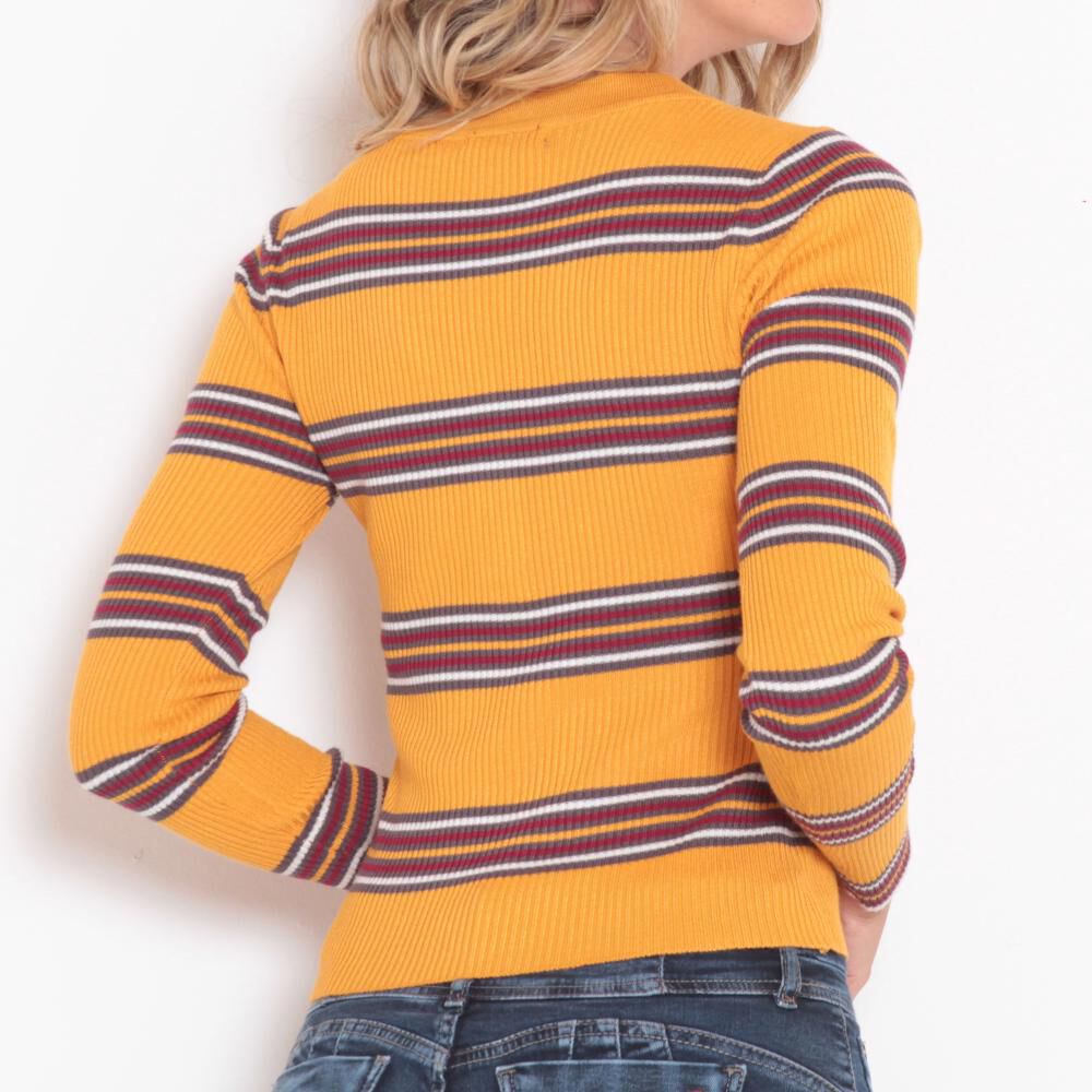 Sweater Rayas Cuello V Mujer Wados image number 3.0