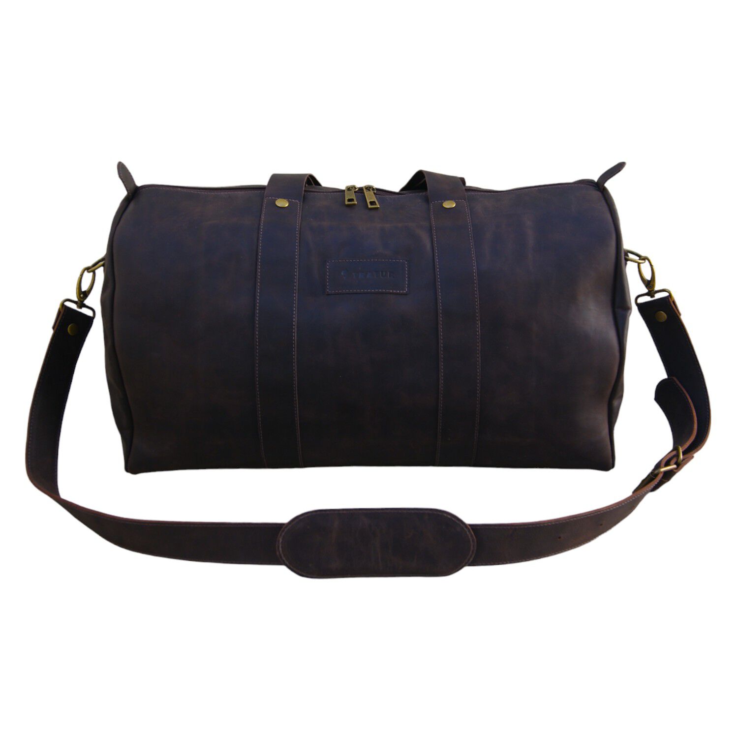 Bolso De Viaje De Cuero Cafe Oscuro image number 1.0