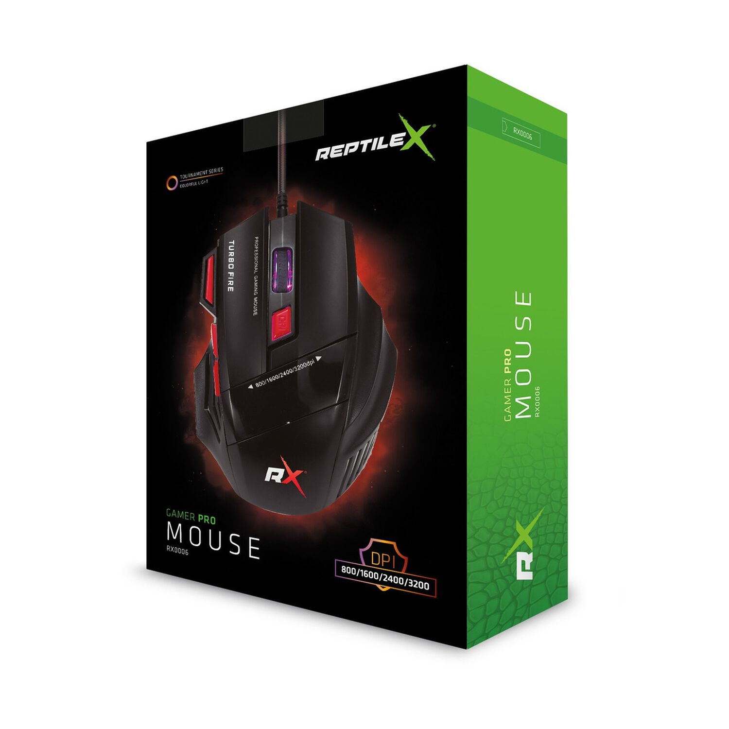 Mouse Gamer 7 Botones 3200 Dpi + Turbo Fire Reptilex Rx0006 image number 6.0