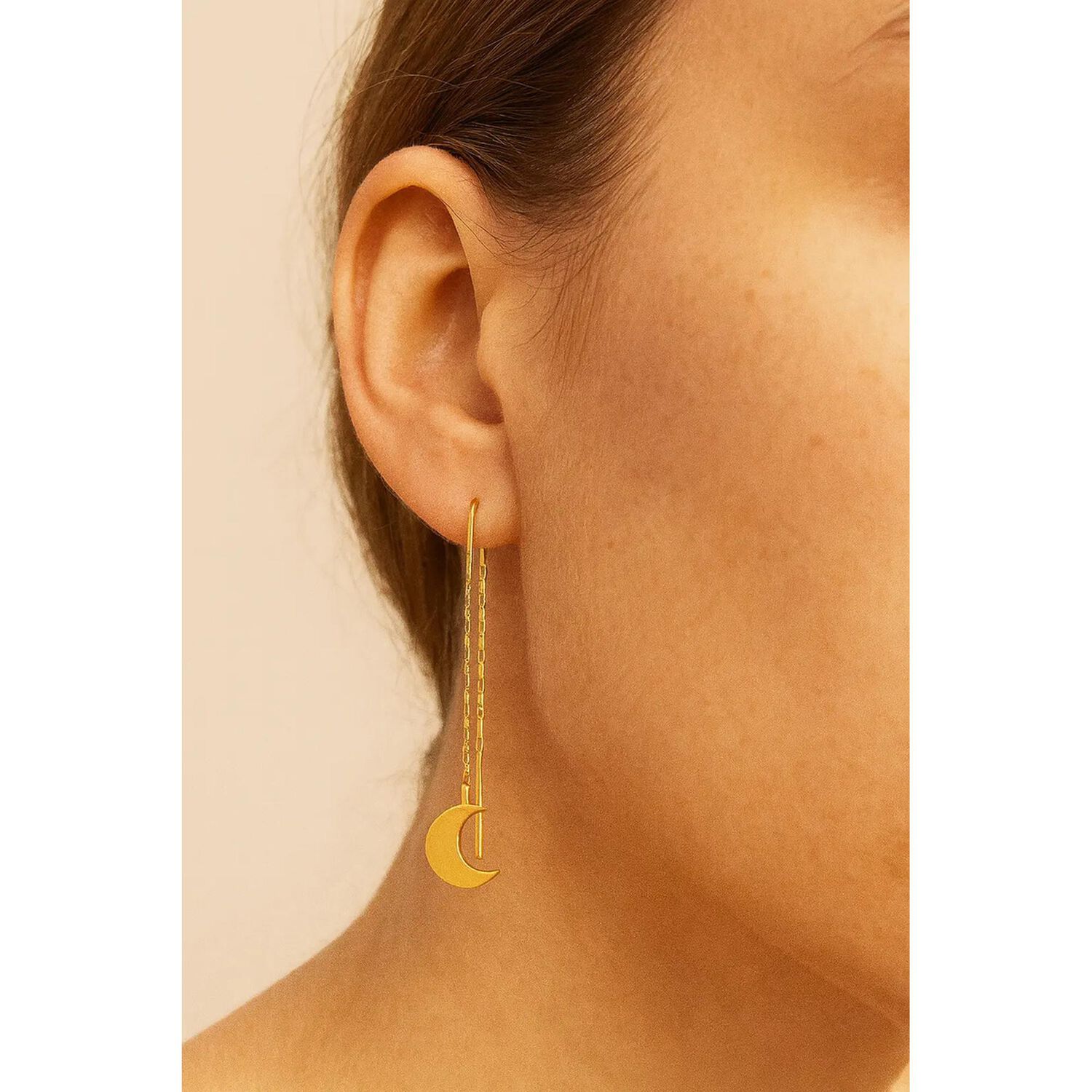 Aros Cadenas Oro 18k 3cm Colgantes 1.5gr Regalo Mujer image number 10.0