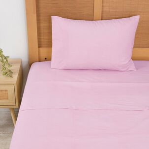 Sabana 144 Hilos Lisas 1.5 Plazas Rosa