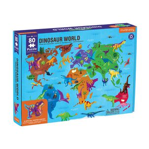 Puzzle 80pcs Geografía Dinosaurios Mudpuppy