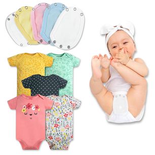 Pack 5 Unidades Extensor Body Beb&eacute; +pack 5 Bodys Manga Corta Algod&oacute;n Ni&ntilde;a Rosa Floreado