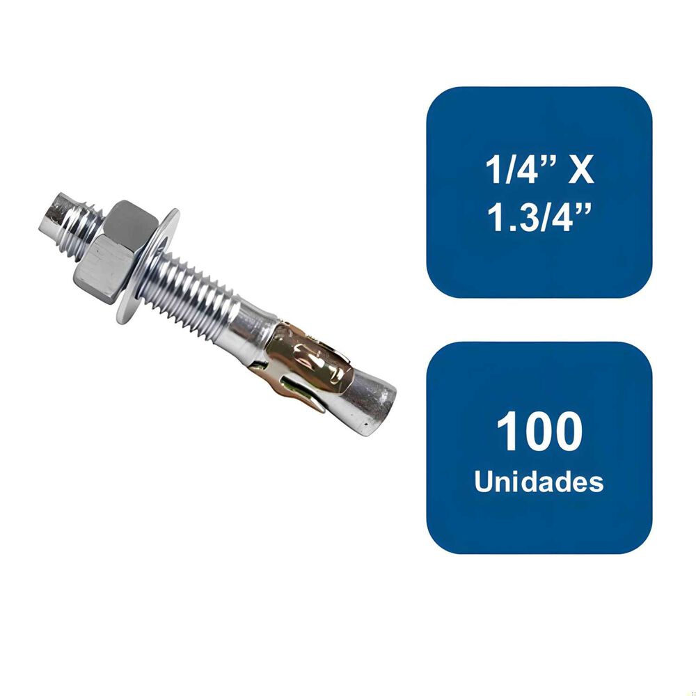 Perno Anclaje 1/4" X 1.3/4" 100un. - Anclajes image number 0.0