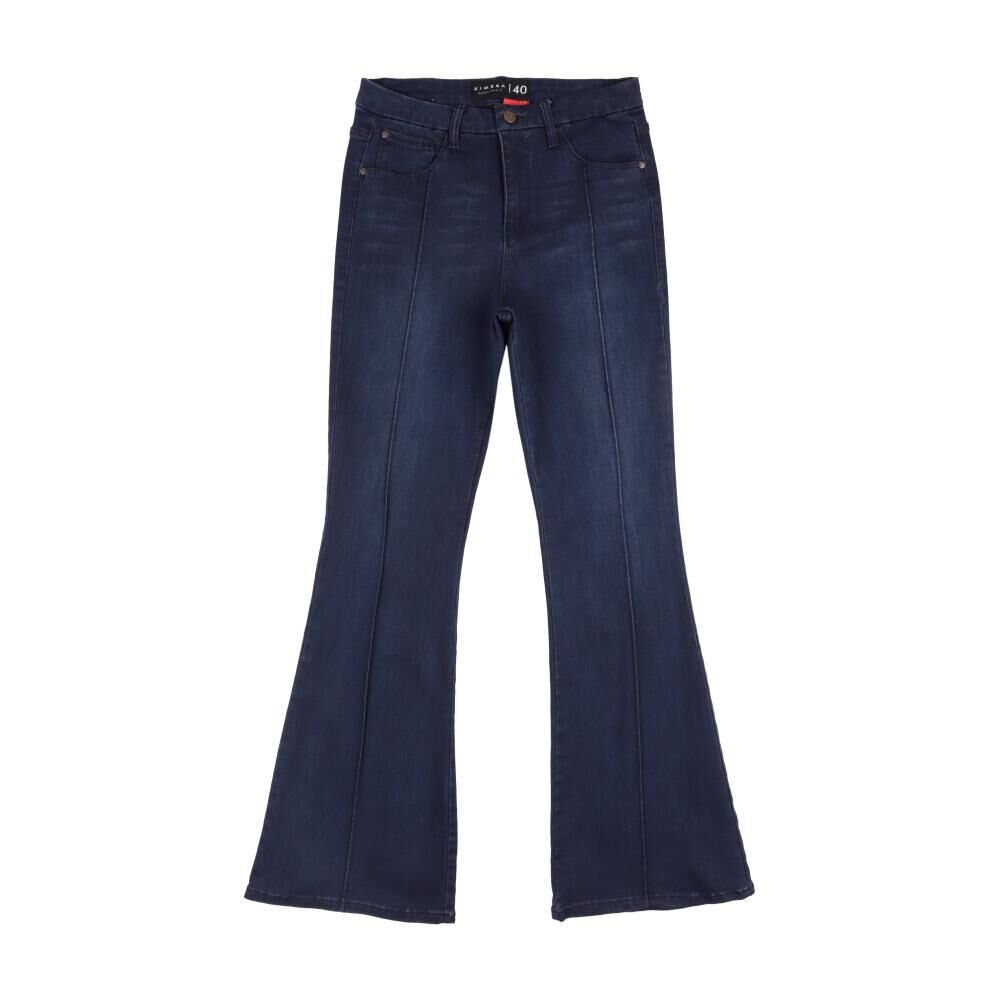 Jeans Abotonado Con Línea Frontal Tiro Alto Flare Mujer Kimera image number 0.0