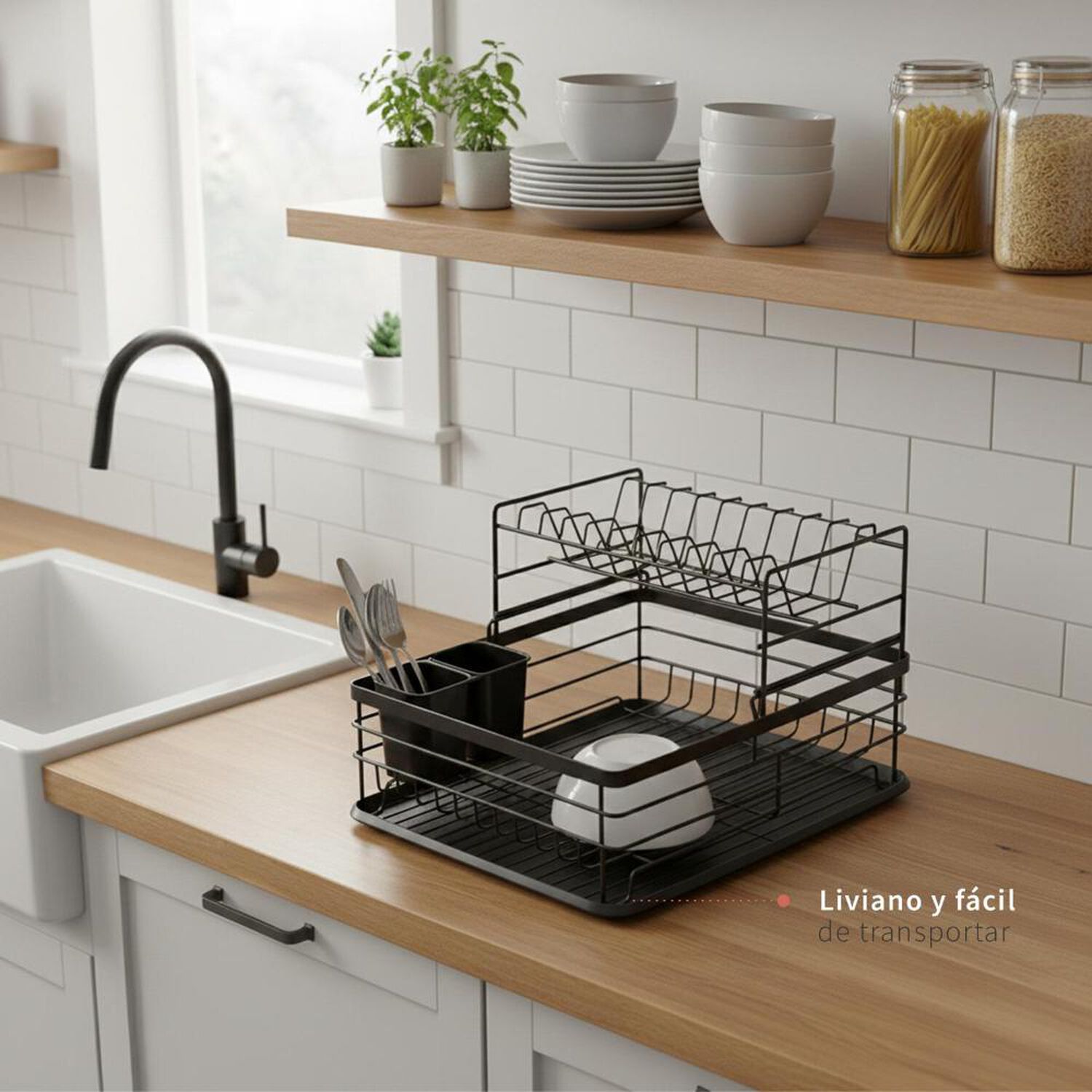 Secaplatos Escurridor 2 Niveles Acero Inox Negro Simplit image number 4.0