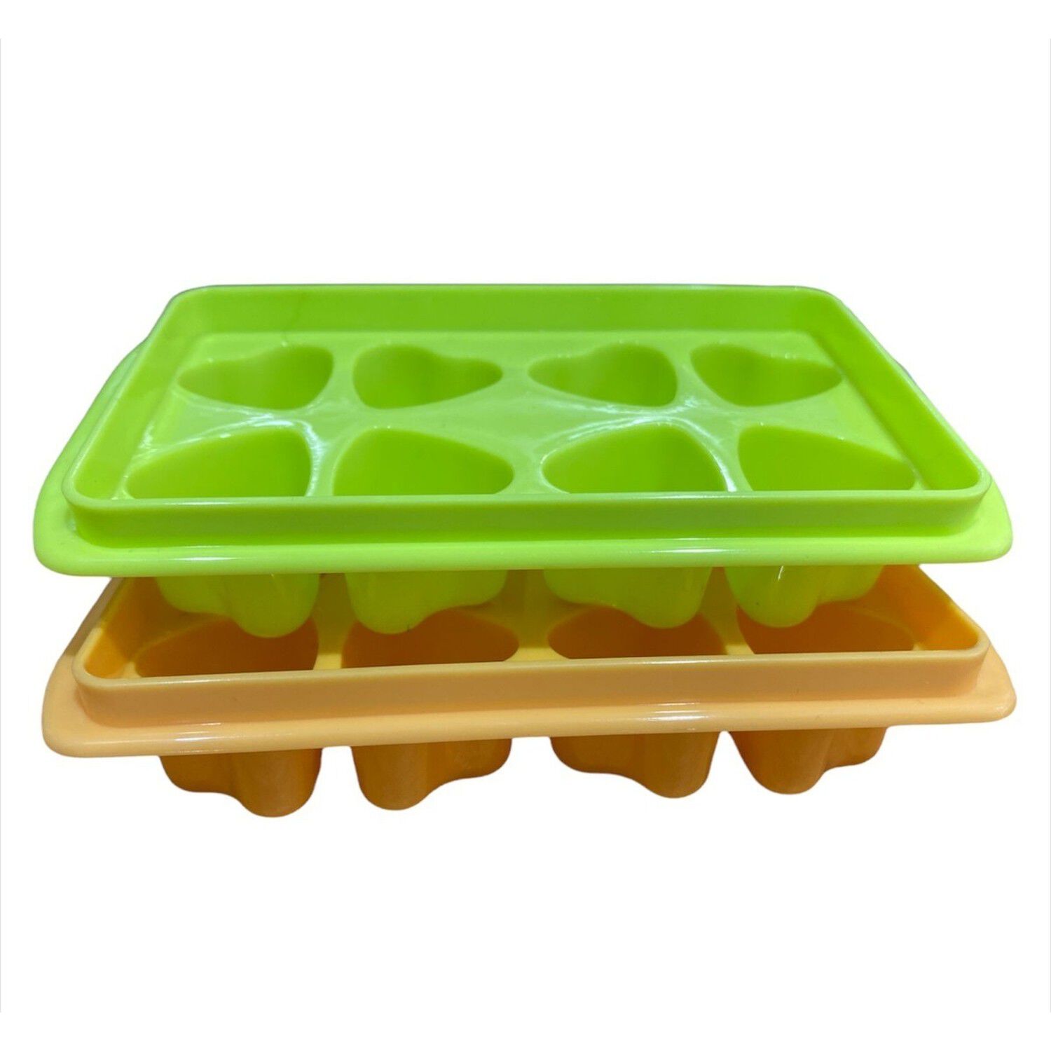 Moldes Pl&aacute;stico Coraz&oacute;n 8 Cubos Hielo Naranja Verde image number 0.0