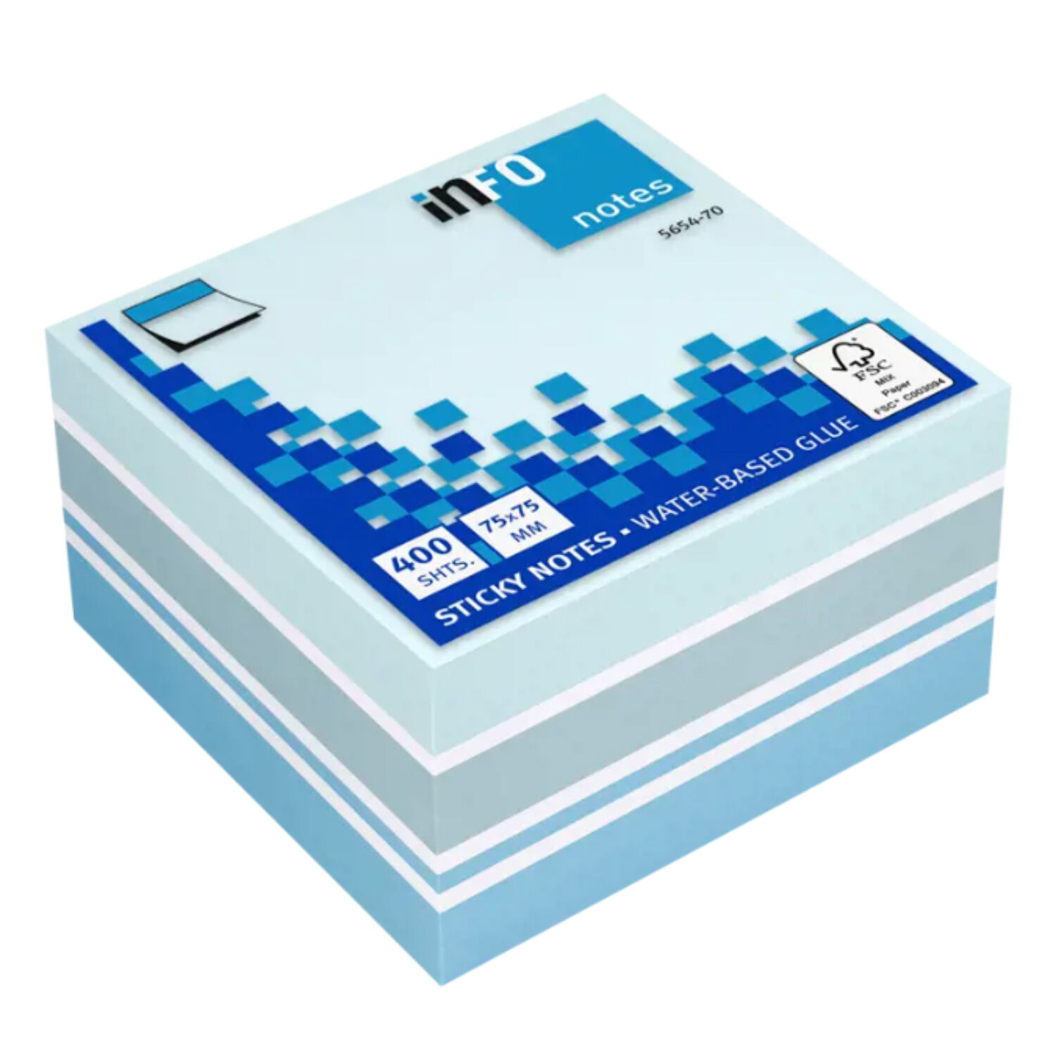 Pack 400 Notas Adhesivas Celeste 75x75mm Info Notes - Ps image number 0.0