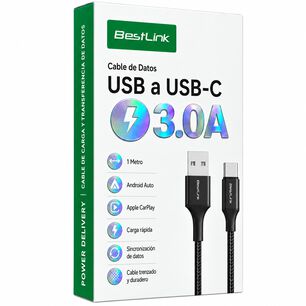 Cable De Datos Usb A Usb-c 1mt Para Android Auto Y Carplay