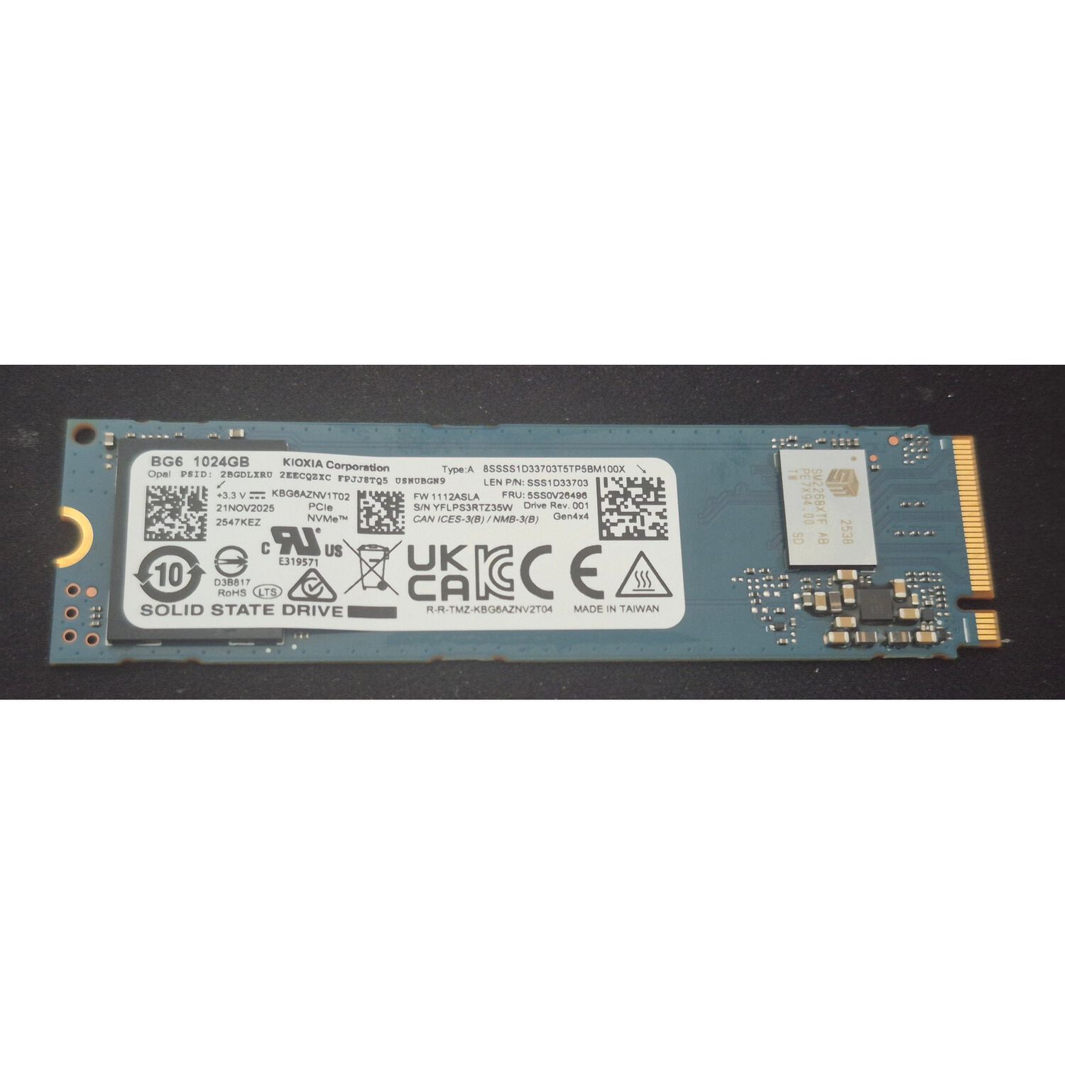 Ssd Oem Kioxia Sss1d33703/ Pcie Nvme De 1tb/ M.2 2280 image number 0.0