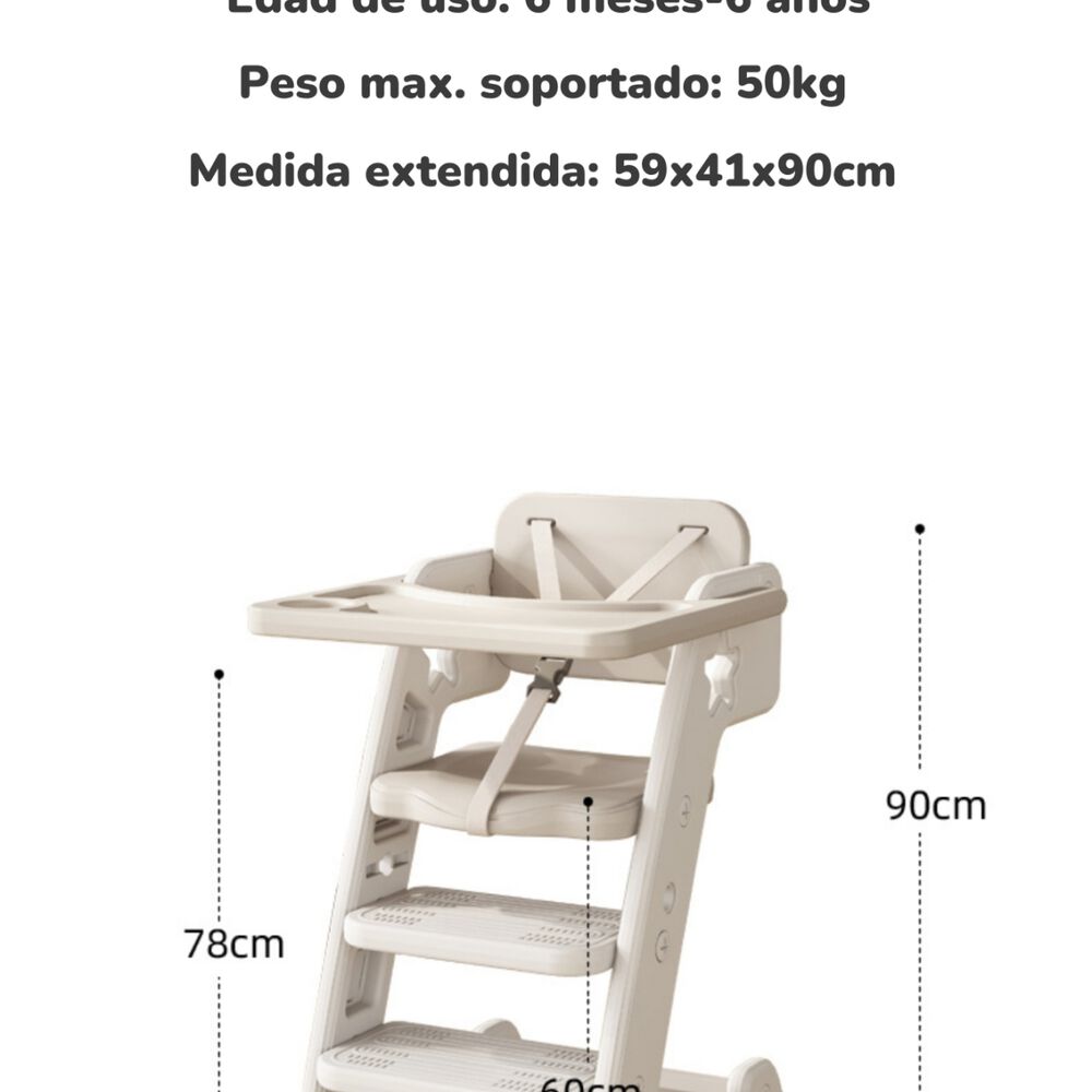 Silla De Comer Multifuncional Growth Gris Lubabycas image number 7.0
