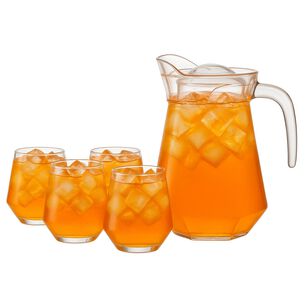 Set Jarra Vidrio Con 4 Vasos 1400ml 330ml Menaje Mesa