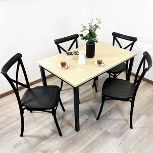 Juego De Comedor New York + 4 Sillas Crossback Retro Negras
