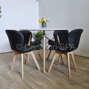Comedor Mesa Eames Blanca 100cm + 4 Sillas Mariposas Wood Negro