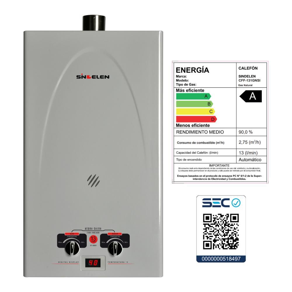 Calefont Sindelen Cff-131gnsi / 13 Litros / Licuado image number 4.0