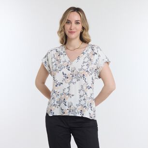 Blusa Full Print Manga Corta Cuello V Mujer Geeps