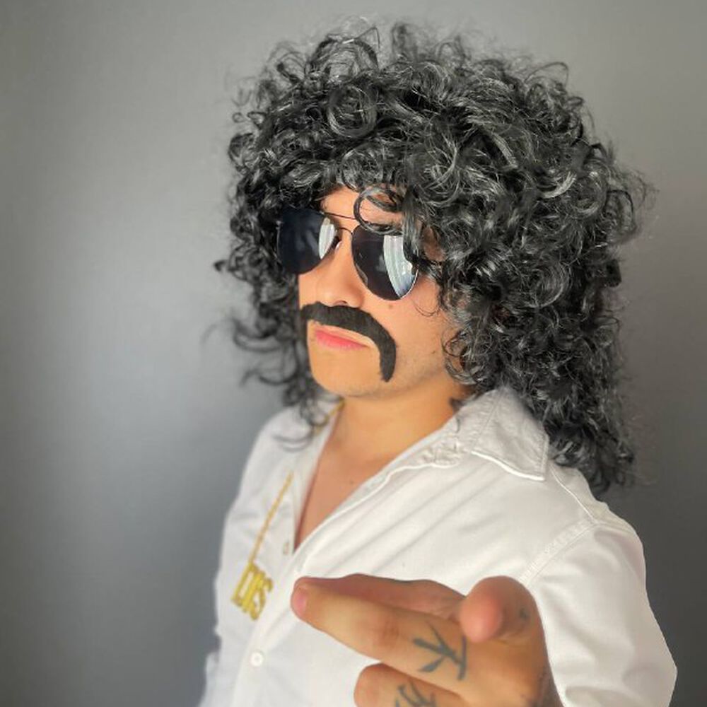 Set Disfraz Afro Retro Hombre Años 80 Onda Disco Pelo image number 15.0