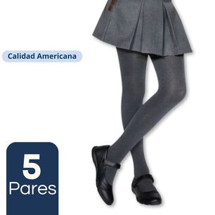 Pack 5 Ballerina Escolar Calcetines Algod&oacute;n Gris Ni&ntilde;a
