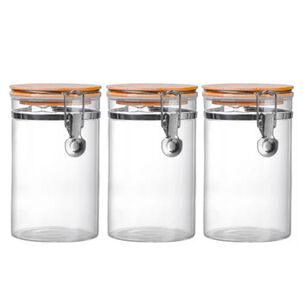 Set 3 Frascos Tarro Hermetico Vidrio 350ml Con Tapa De Bambu Set 3 Frascos Tarro Hermetico Vidrio 350ml Con Tapa De Bambu