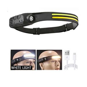 Luz Linterna Cintillo Cabeza 1 Tira Led Doble Sensor Recargable Usb Potente Cob Frontal
