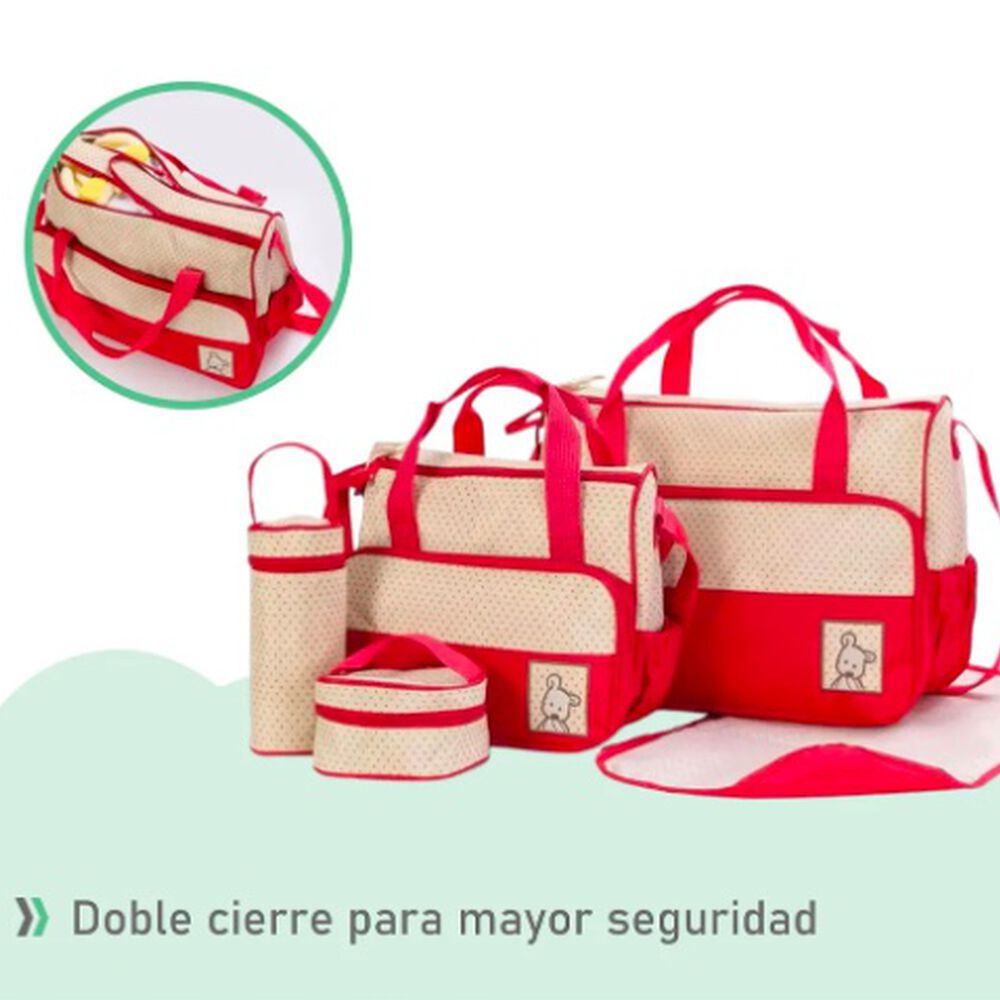 Bolso Maternal 5 Piezas Mudador Rojo image number 2.0
