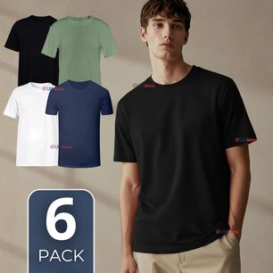 Pack 6 Camisetas Poleras 100% Bamb&uacute; B&aacute;sicas Lisa El&aacute;stica Hombre Colores Surtidos