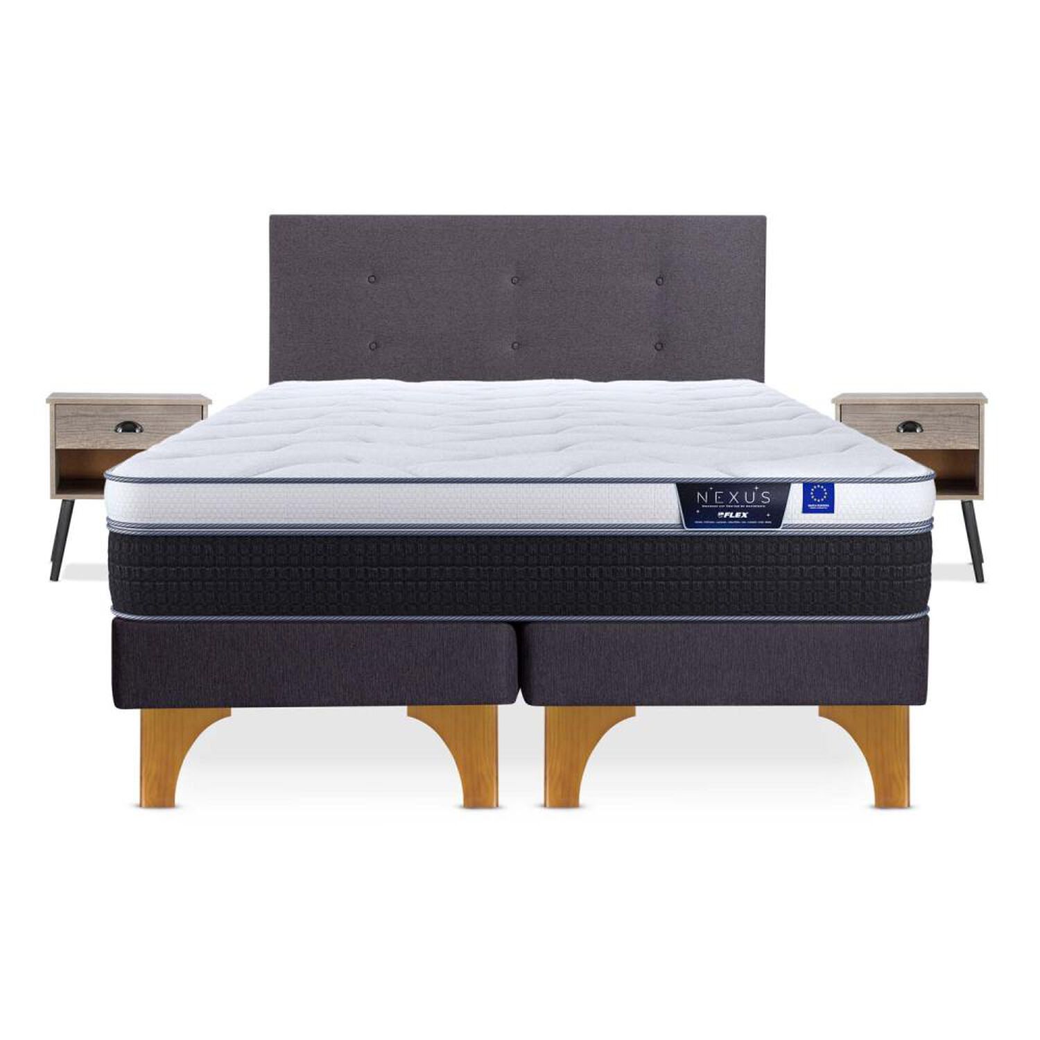 Cama Europea Flex Nexus / 2 Plazas / Base Dividida + Set De Maderas image number 0.0