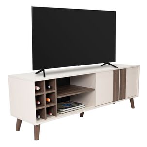 Rack Tv 65" Con 6 Botelleros 2 Puertas Beige
