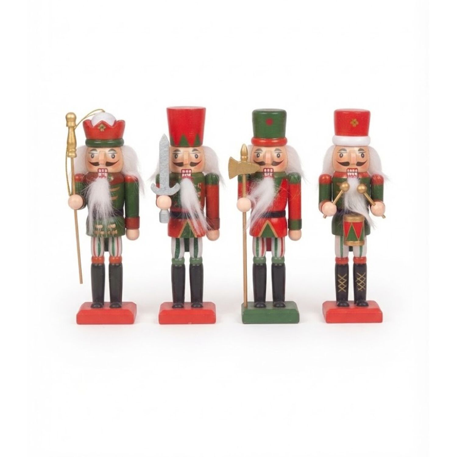 Cascanueces De Madera Set 4 Figuras Navide&ntilde;as Decoraci&oacute;n Mesa 12,5cm image number 0.0