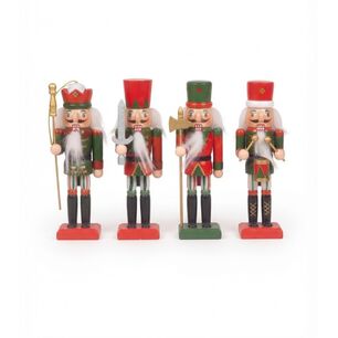 Cascanueces De Madera Set 4 Figuras Navide&ntilde;as Decoraci&oacute;n Mesa 12,5cm
