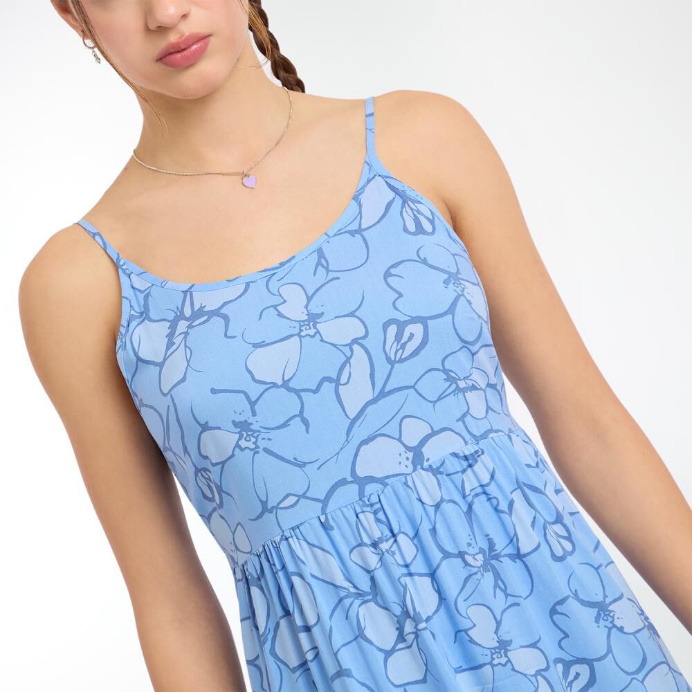 Vestido Corto Estampado Sin Mangas Cuello Redondo Mujer Freedom image number 4.0