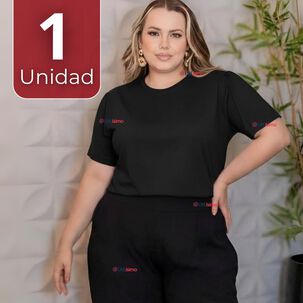 Polera Camiseta Mujer 100% Algod&oacute;n Premium Manga Corta B&aacute;sico Negro