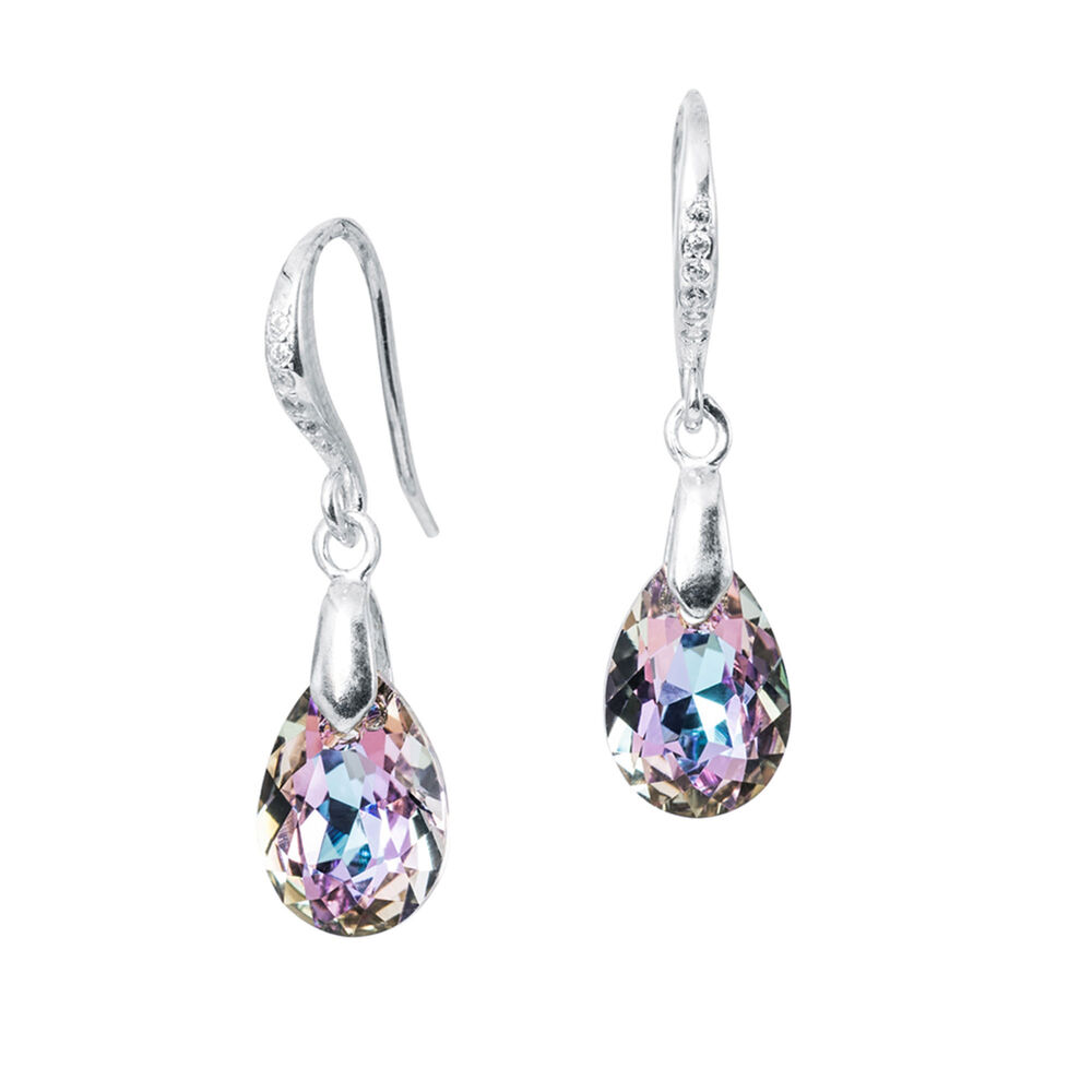 Aros Gota De Luz Plata Italiana 925 Y Cristales Genuinos Vitral Light image number 0.0