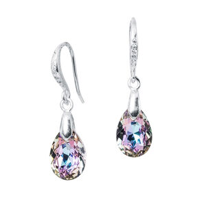 Aros Gota De Luz Plata Italiana 925 Y Cristales Genuinos Vitral Light