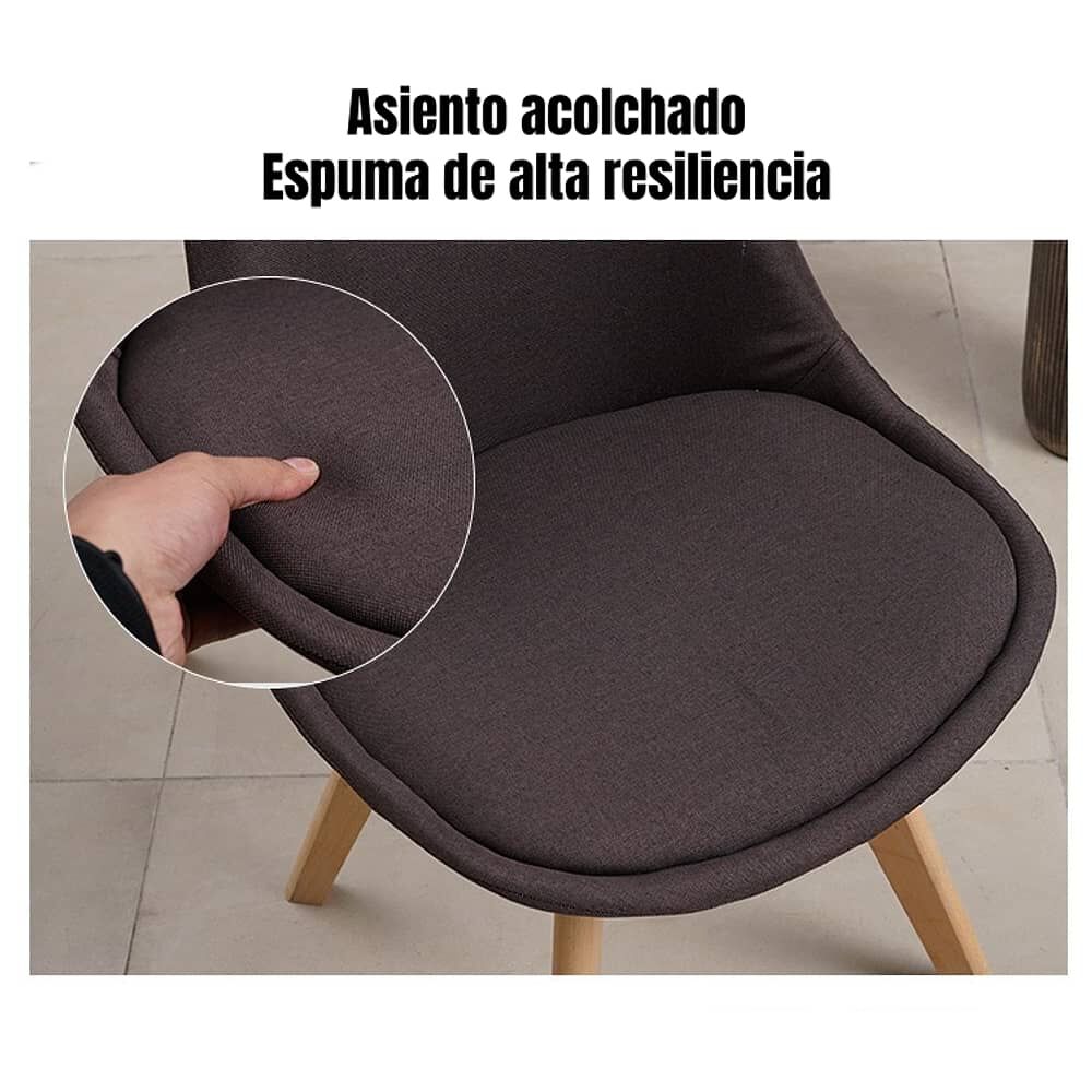 Set 4 Sillas De Comedor De Tela Madera Gris Fabric Lubabycas image number 6.0