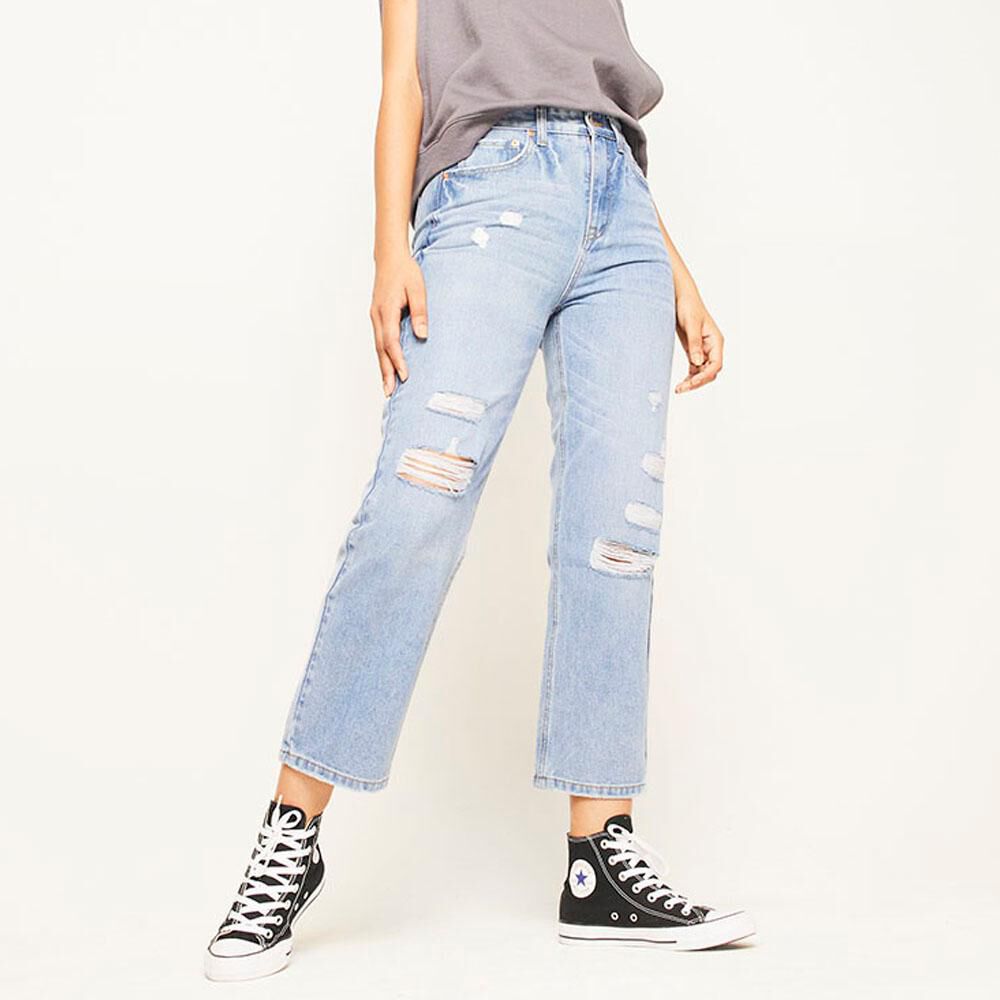Jeans Con Roturas Tiro Alto Baggy Mujer Rolly Go image number 1.0