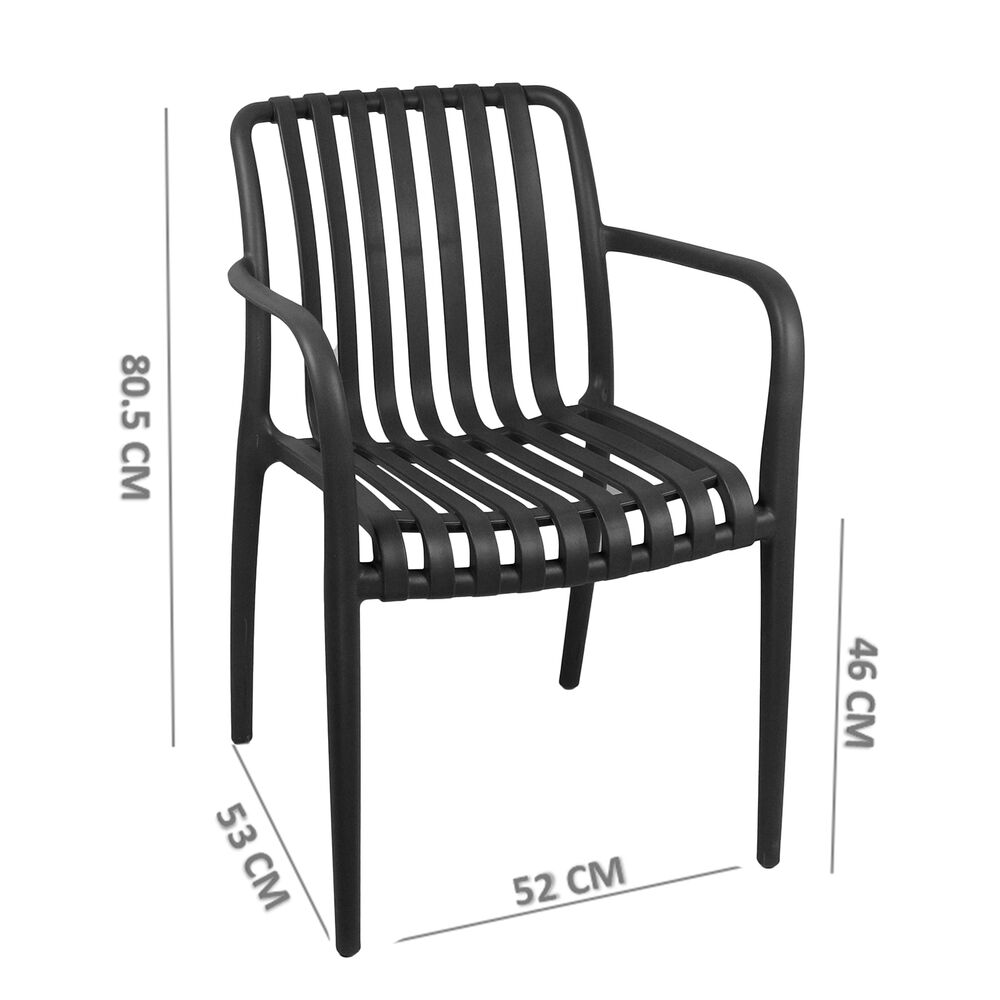 Set 4 Sillas Terraza Plástica Giza Negra image number 2.0