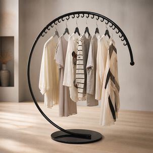 Perchero Colgador Exhibidor Circular Metalico Con 30 Ganchos Color Negro
