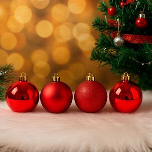 Set 8 Esferas Bambalinas 7cm Adoro Navideño Rojo Decoración