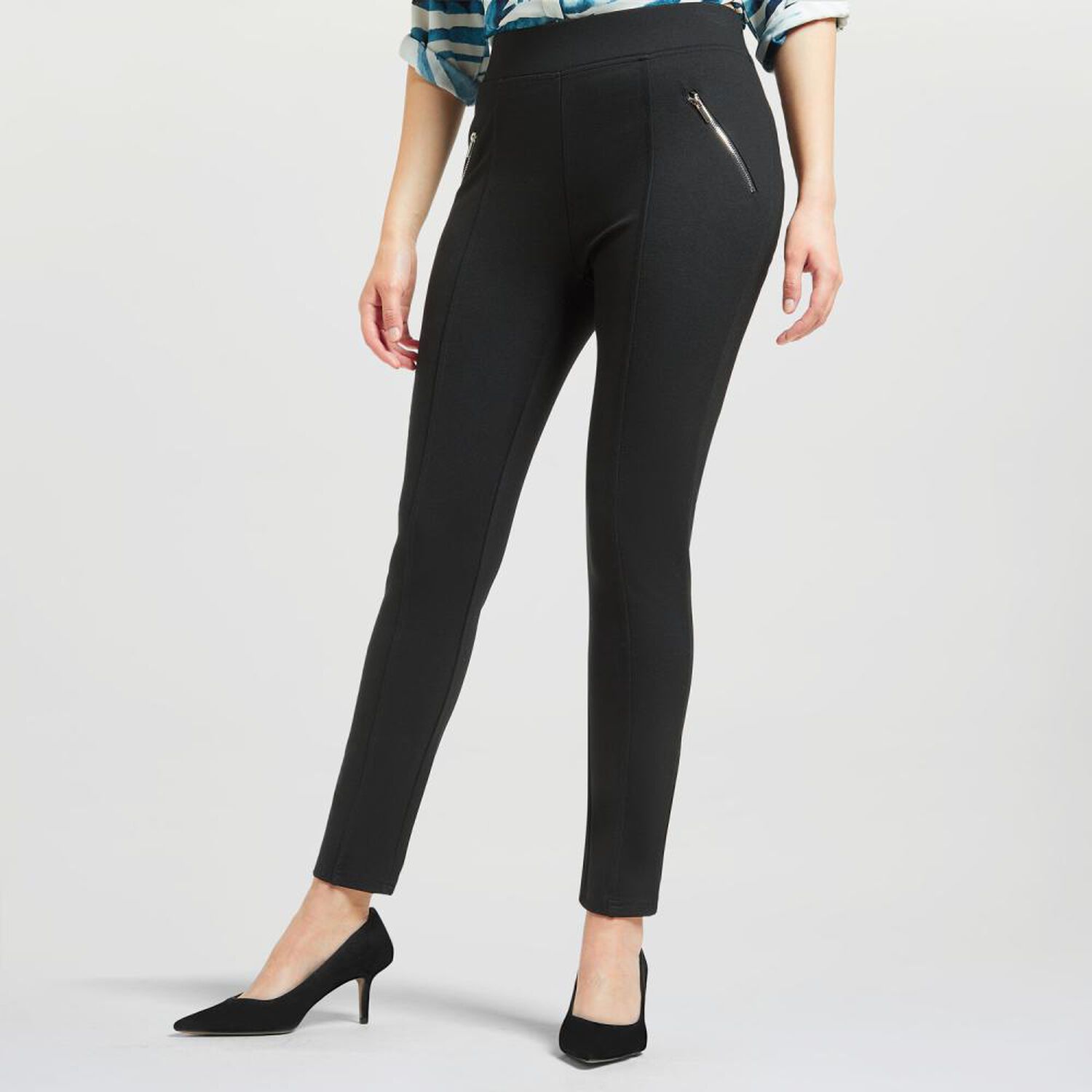 Calza Aplicaci&oacute;n Cierre Tiro Alto Skinny Mujer Lesage image number 2.0