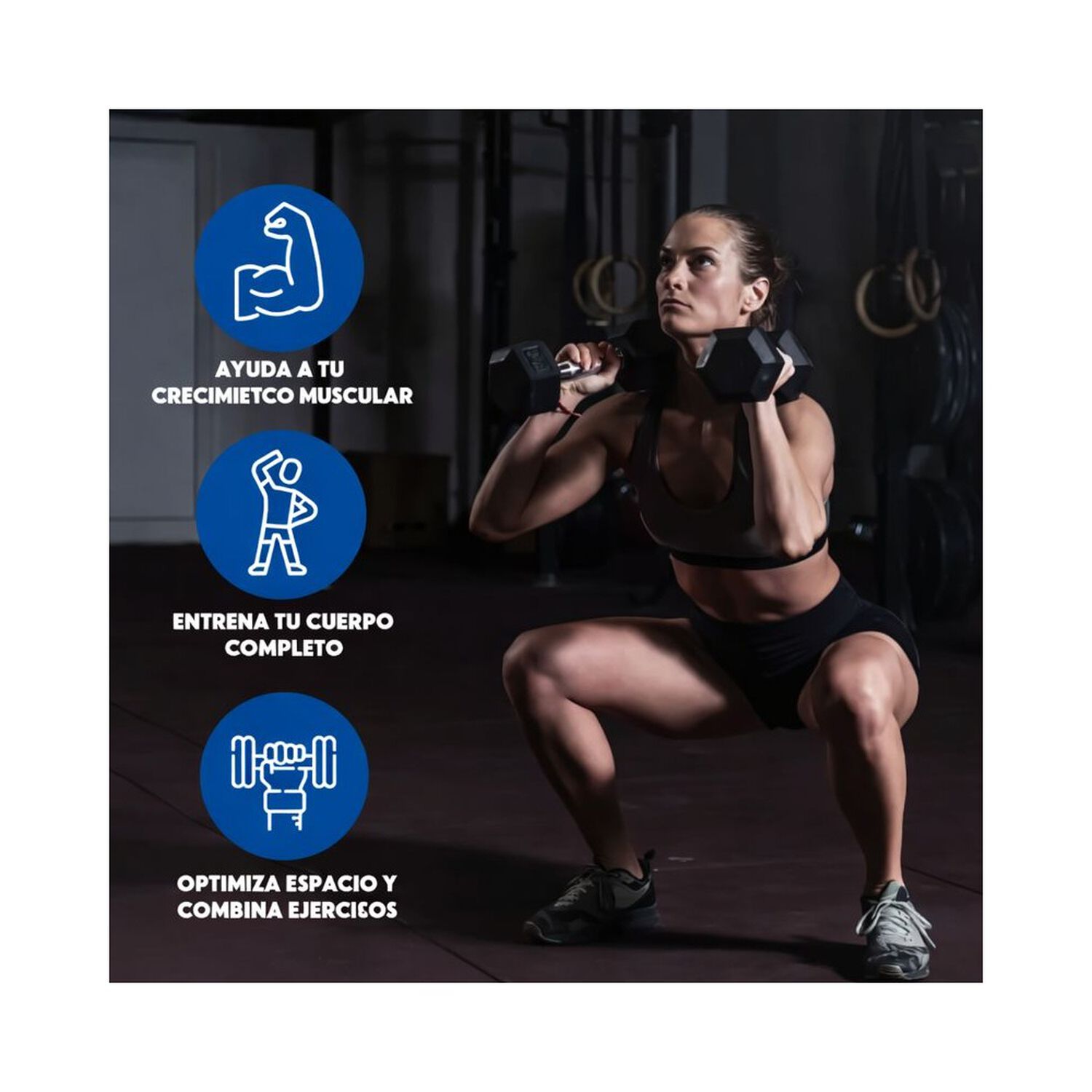 Mancuerna Profesional Hexagonal 7,5kg Fitness Alta Densidad image number 3.0