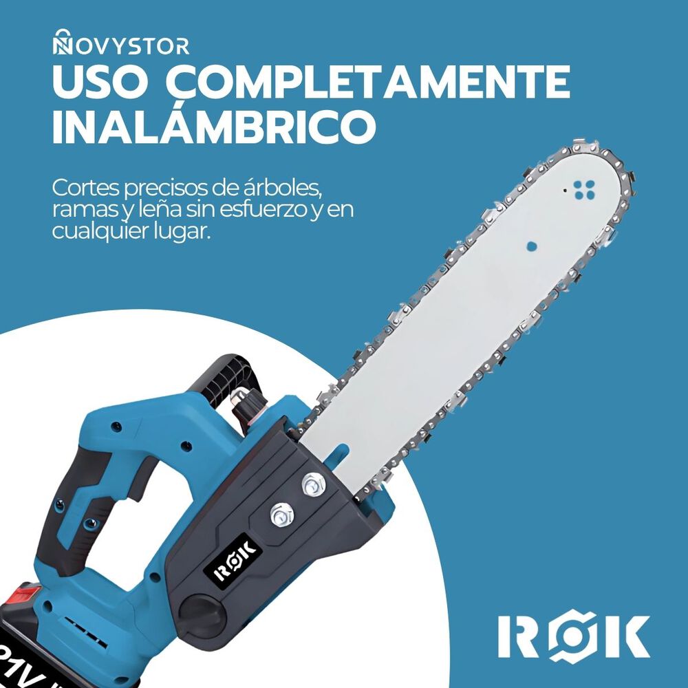 Motosierra Eléctrica Rok 12" 900w 21v 2 Baterías Litio image number 6.0