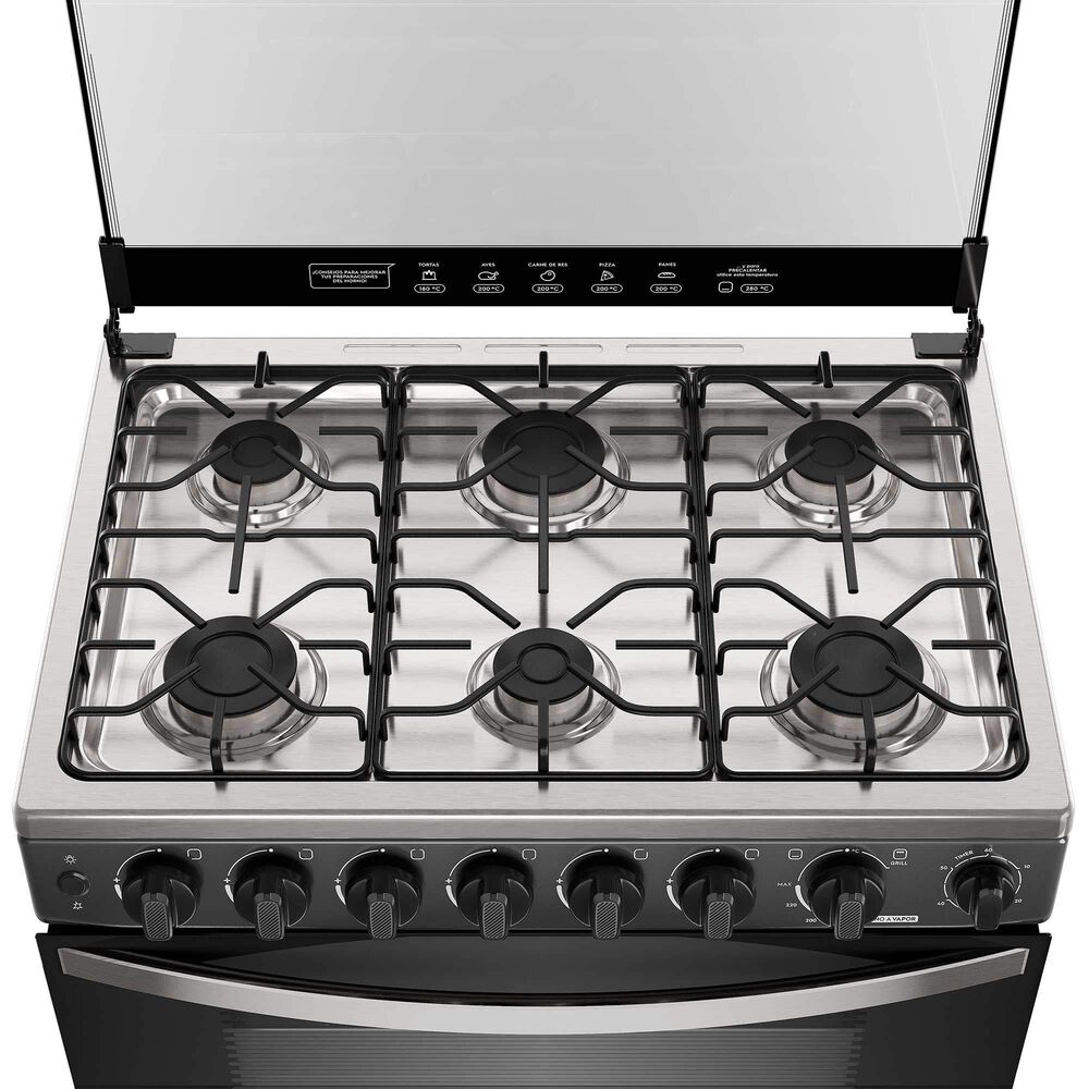 Cocina A Gas 6 Platos Horno Vapor Y Parrilla Pletina Fm6spc Negra image number 9.0