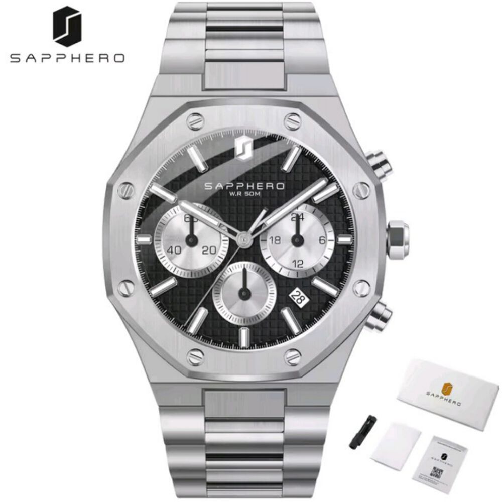 Reloj Sapphero Hombre Cronografo Acero Inoxidable Cuarzo image number 0.0