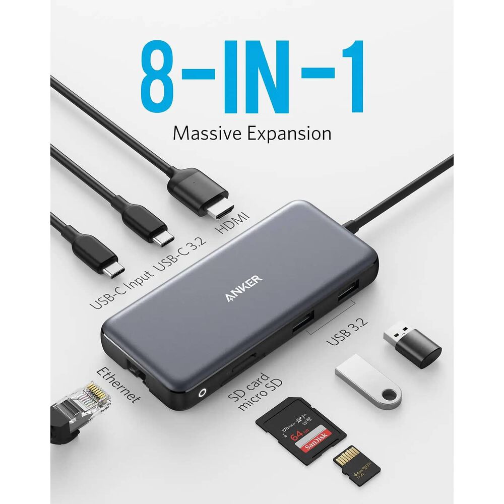 Hub 8 En 1 Usb-c Con Entrega De Energ&iacute;a De 100w - Anker image number 1.0