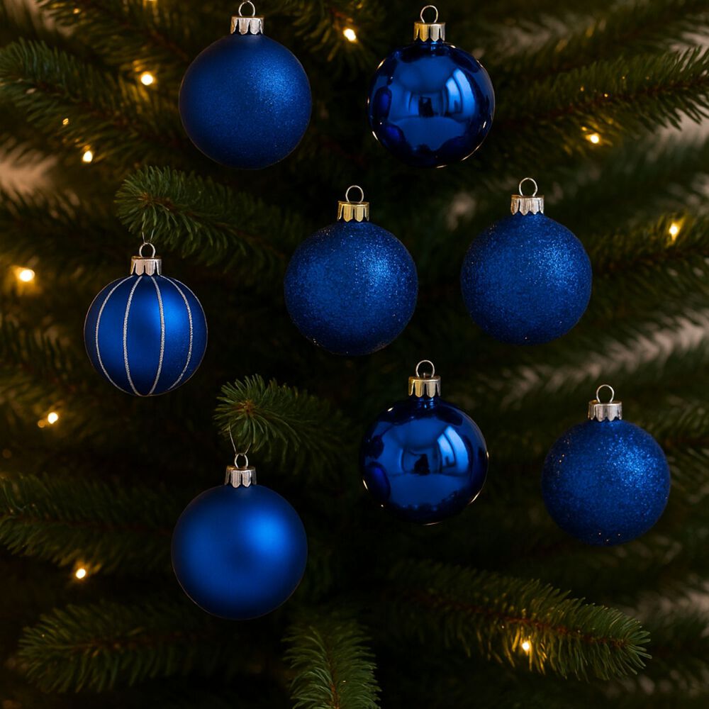 24 Bambalinas Esferas Navideñas Azul 6cm Adorno Brillantes image number 2.0