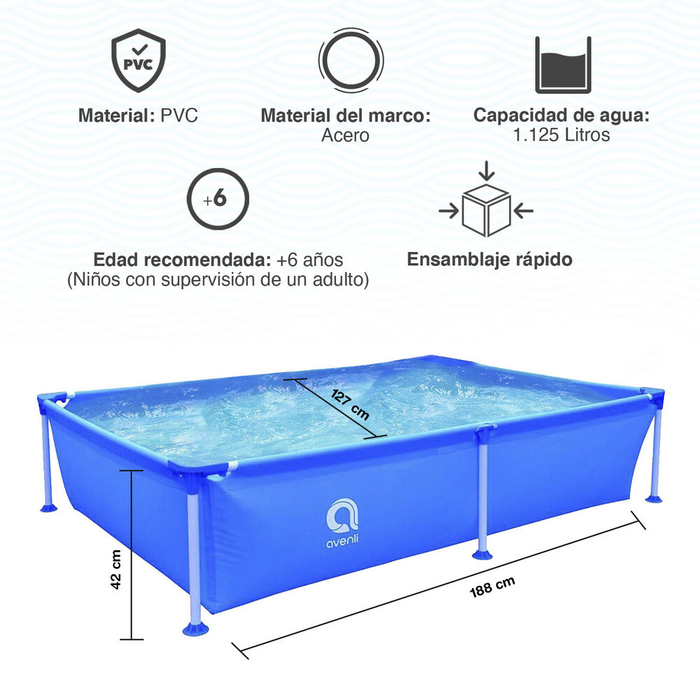 Piscina Estructural 1125 L 42x127x188 Cm Celeste image number 2.0